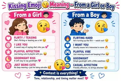 kissing emoji meme meaning from a girl or boy