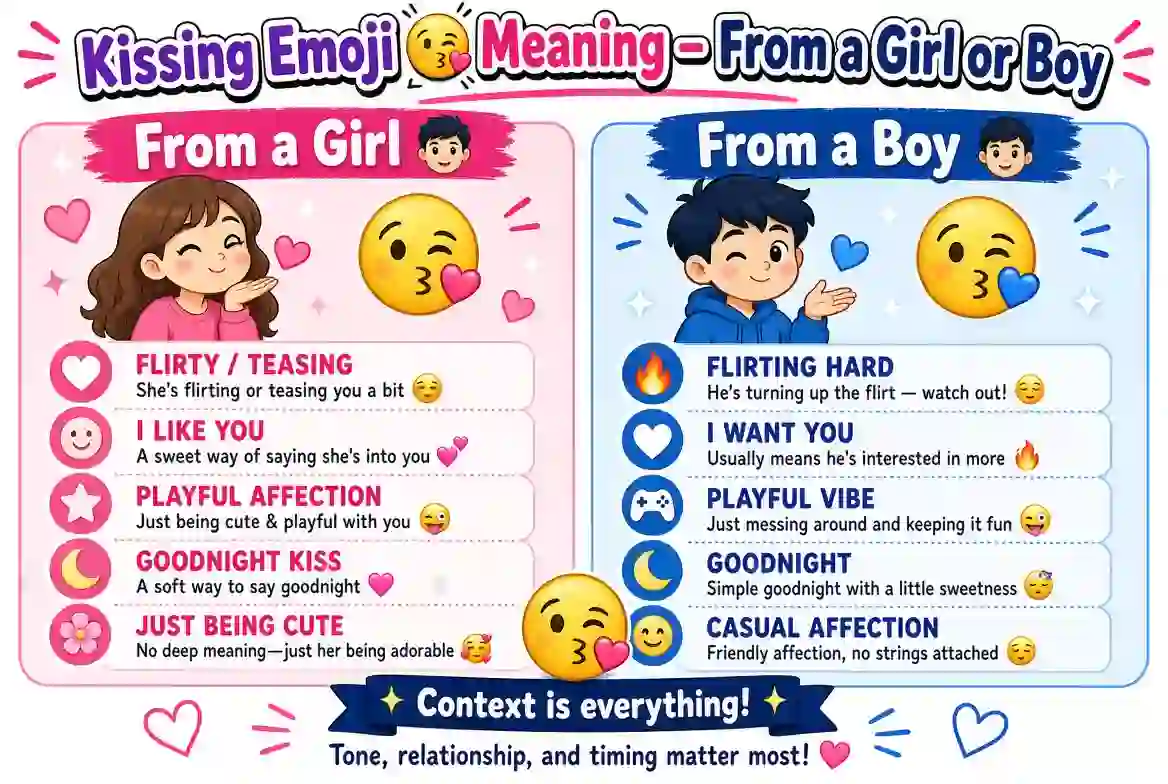 kissing emoji meme meaning from a girl or boy